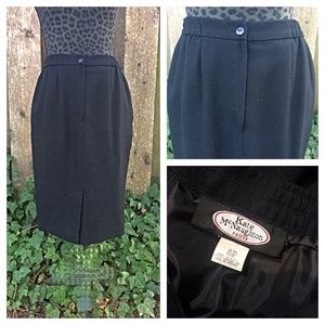 Kate McNaughton Black Linen Pencil Skirt